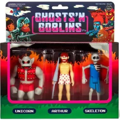 Best Pirce 😀 ReAction Ghost n' Goblins Unicorn, Arthur in Underwear & Skeleton Action Figure 3-Pack 👍