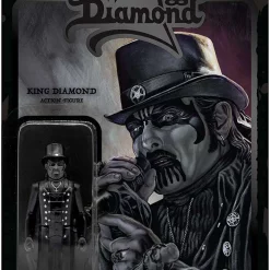 Outlet ⌛ ReAction 💀 Halloween Series King Diamond Action Figure [Top Hat Black Metal] 🔔